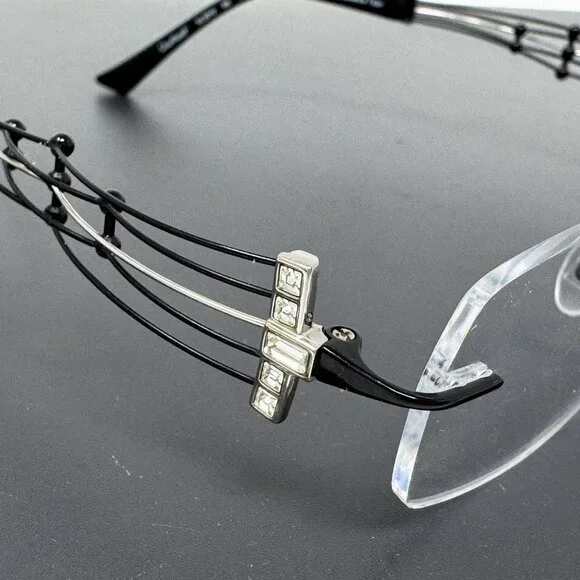 Charmant Eyeglasses XL2010 BK Titan Black Rhinestones Rimless Japan 51 [] 17 135